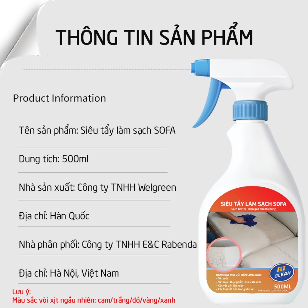 Dung dịch vệ sinh nội thất xe hơi Freeme, làm sạch ghế da sofa 500ml, vệ sinh sofa da, ghế nỉ - Nhập khẩu Hàn Quốc VSGD