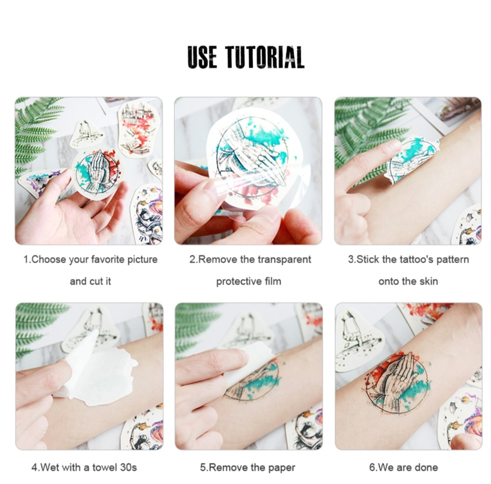 (Hàng Mới Về) Hình Xăm Dán Tạm Thời Chống Nước Hình Rắn / Hoa / Cáo / Sư Tử Độc Đáo Cho Nữ