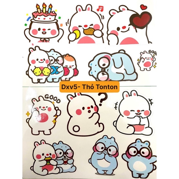 Mẫu 5 Thỏ Tonton - Tem sticker decal dán hình Thỏ Tonton sticker Facebook.zalo cực đẹp và dễ thương - Đèn Xe Việt