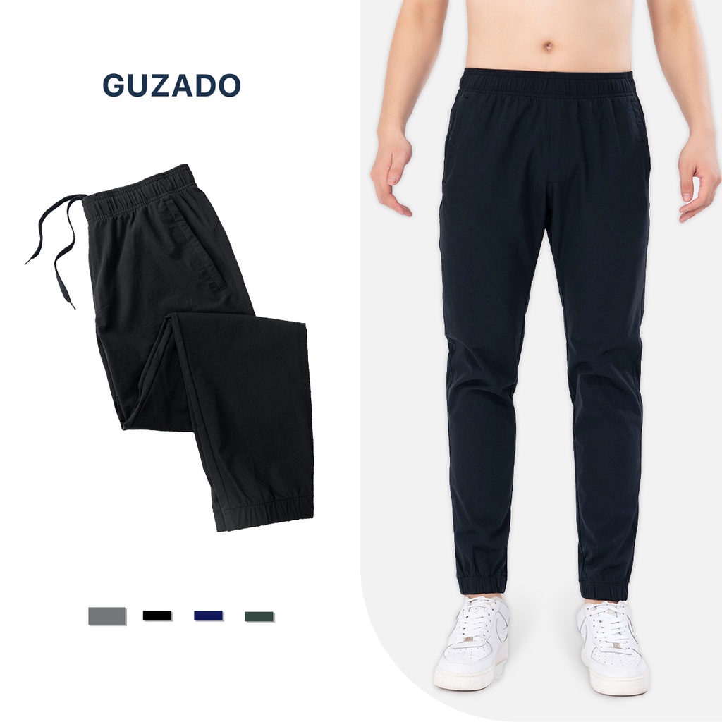 Quần Jogger Nam Thể Thao GUZADO Chất Vải Gió Cao Cấp, Khỏe Khoắn, Cạp Chun, Ống Bo,Vận Động Thoải Mái GDC02