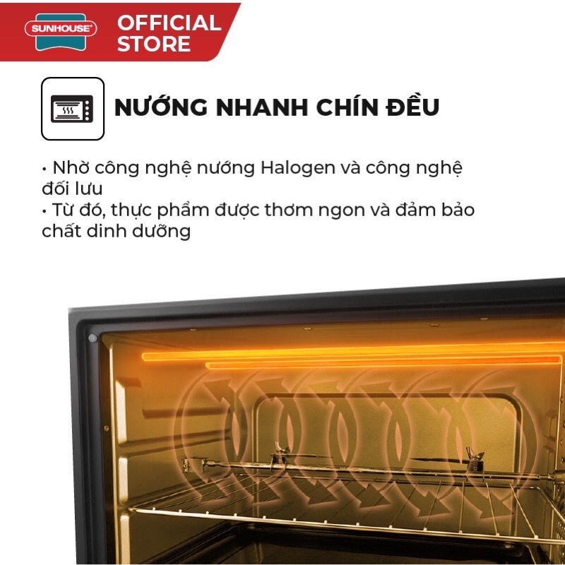 Lò Nướng Điện Sunhouse SHD4206 10L Nướng Nhanh Chín Điều Tiết Kiệm Điện Bảo Hành 12 Thánh