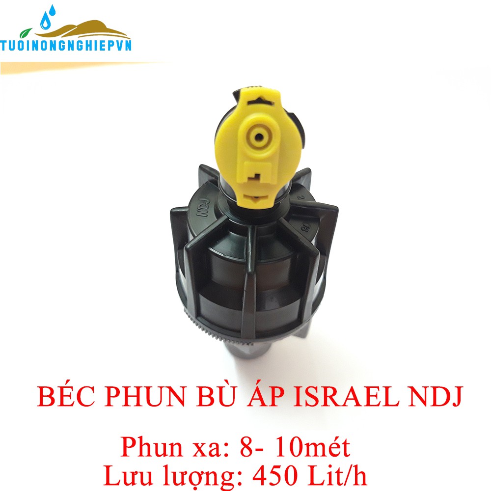 Béc tưới phun mưa bù áp NDJ Israel bán kính max 10m xoay tròn 360 độ