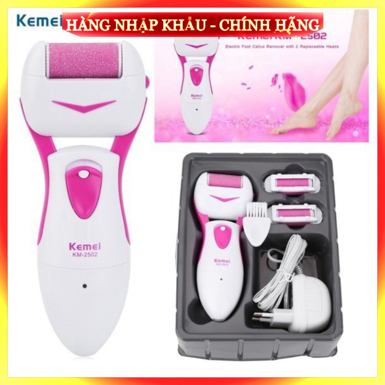 [ Chuẩn Loại 1 ] (Sạc điện Cao Cấp) Máy chà gót chân Kemei KM2502 dụng cụ nail mài tẩy tế bào chết cắm điện chuyên dụng
