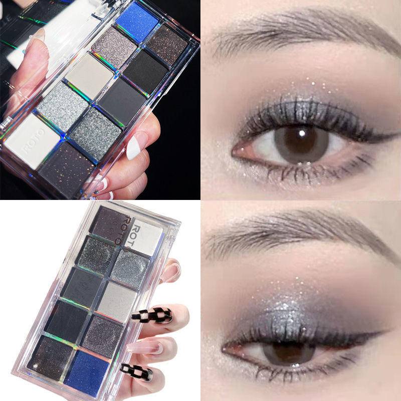 Bảng Phấn Mắt Ánh Ngọc Trai Lấp Lánh Trang Điểm Mắt Khói Màu Bạc / Xanh Dương / Đen / Xám