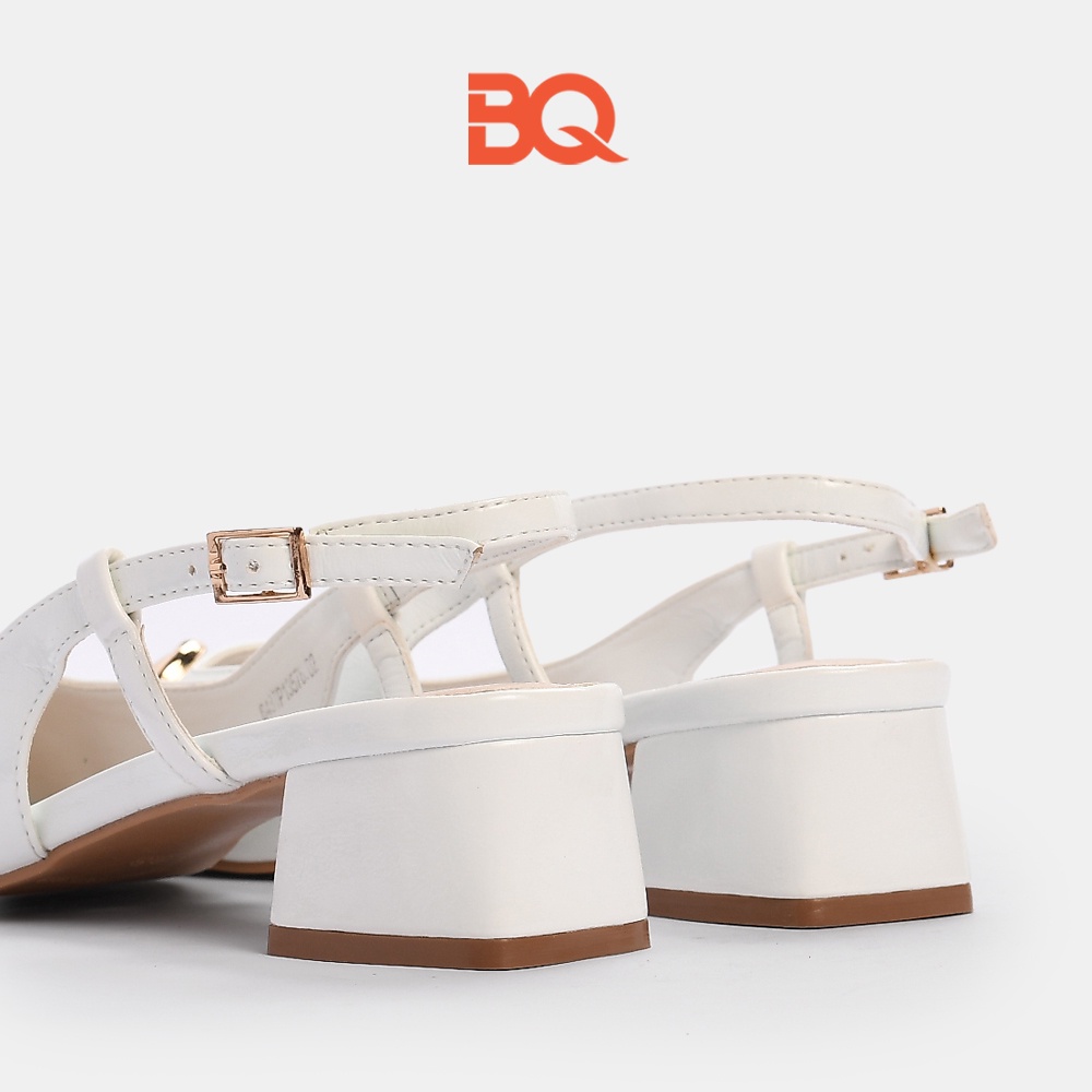 Giày cao gót nữ trắng bít mũi đế vuông đẹp 4p BQ GB TP13578