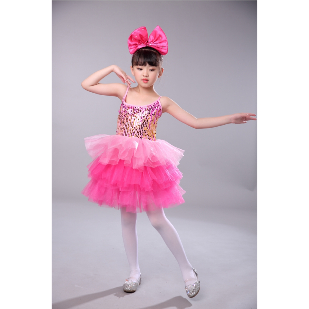 Bộ Trang Phục Biểu Diễn Nhảy Hip Hop Gồm Áo Croptop + Quần Short Đính Kim Sa Màu Đen/Đỏ Thời Trang Cho Bé 3-14 Tuổi