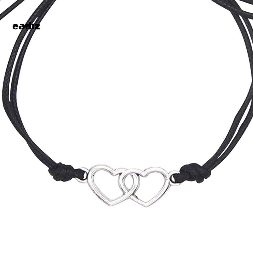 Vòng tay dây bện mặt hình trái tim đôi chống mòn thoải mái