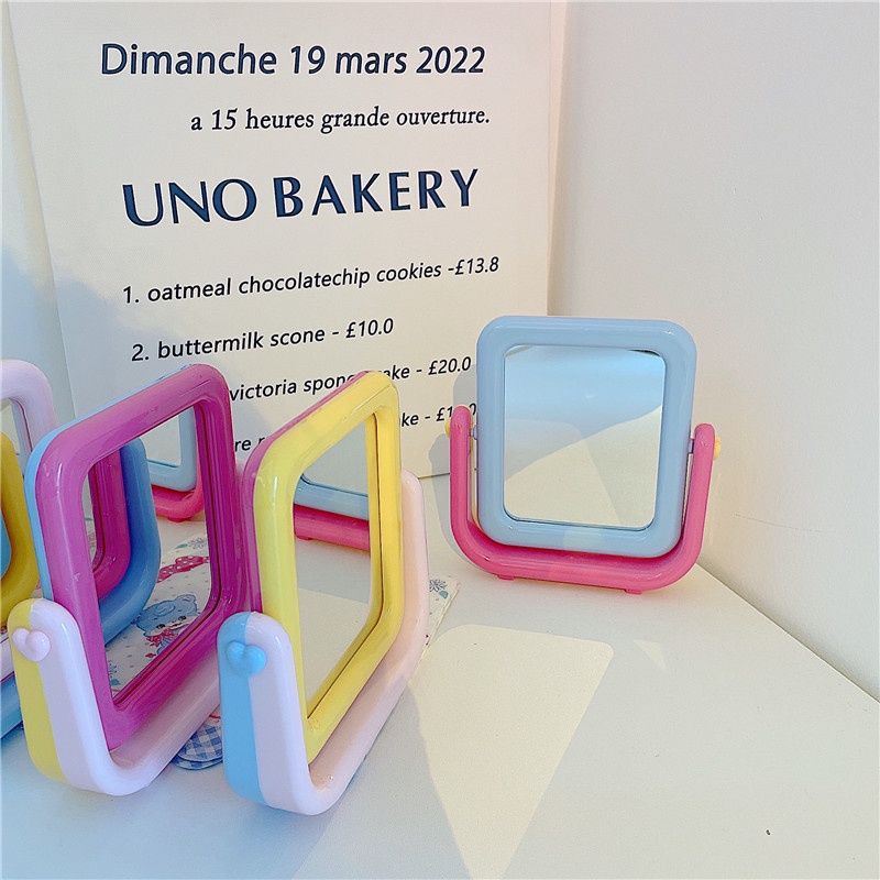Gương Trang Điểm Hai Mặt Màu Sắc Macaron Xinh Xắn