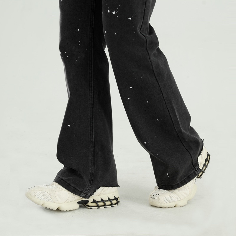 Quần jeans retro ống loe vảy sơn có chi tiết rách ống