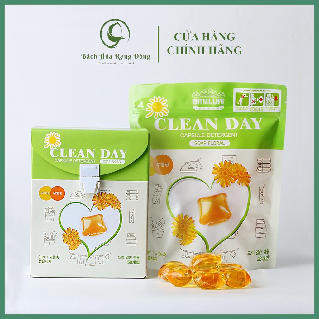 Viên Giặt Xả Quần Áo Cao Cấp Hàn Quốc Clean Day 3 Trong 1 Hương Hoa [CHÍNH HÃNG 100%]