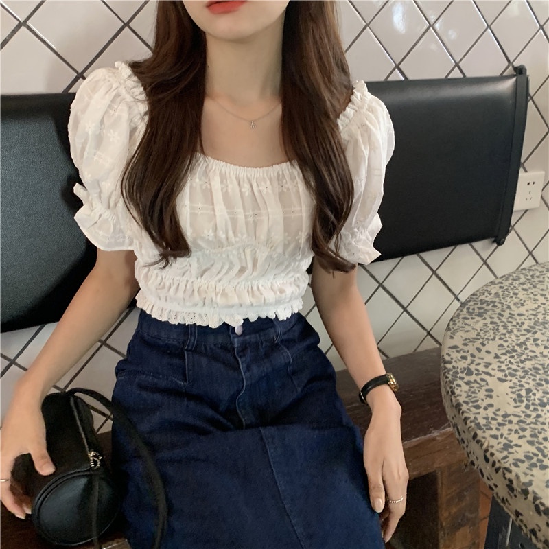 Áo sơ mi SUXI cotton màu trơn ôm dáng dễ thương thời trang mùa hè cho nữ