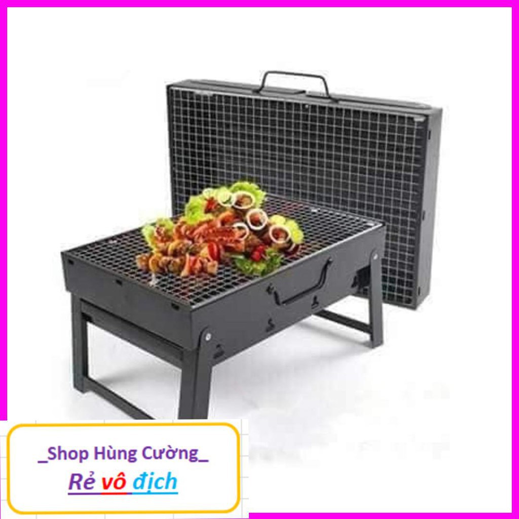 Bếp, lò nướng than hoa hình chữ nhật loại to 43cm×30cm  vỉ nướng inox cao cấp loại BBQ đẹp