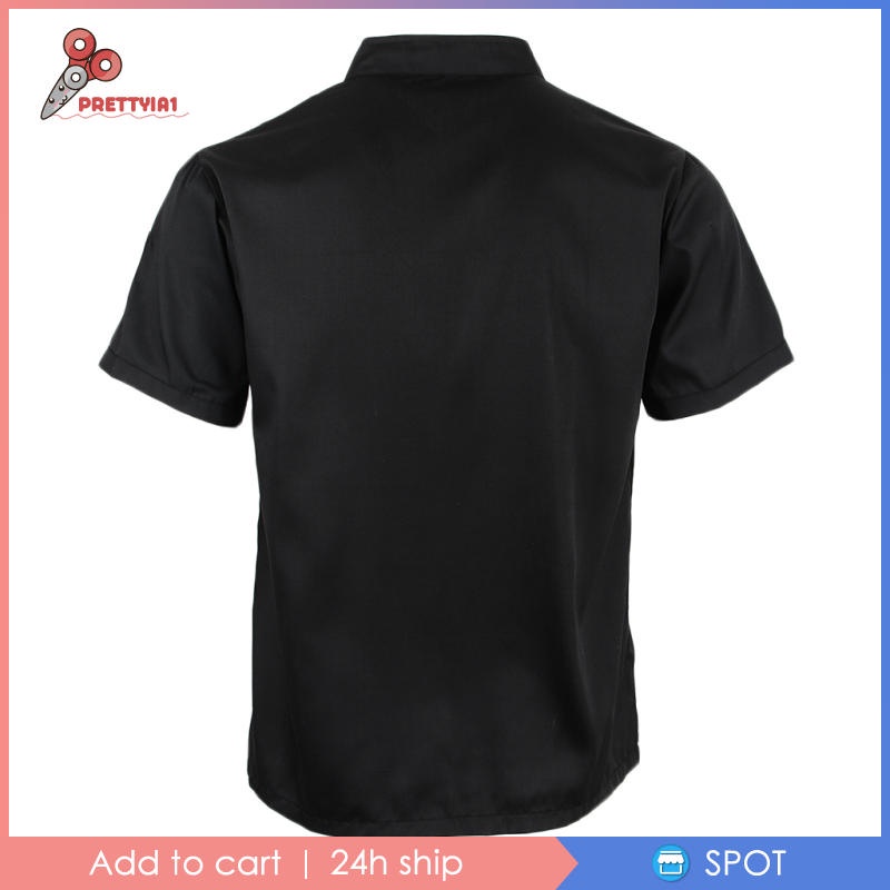 Áo đồng phục đầu bếp tay ngắn màu trắng thời trang cho nam và nữ