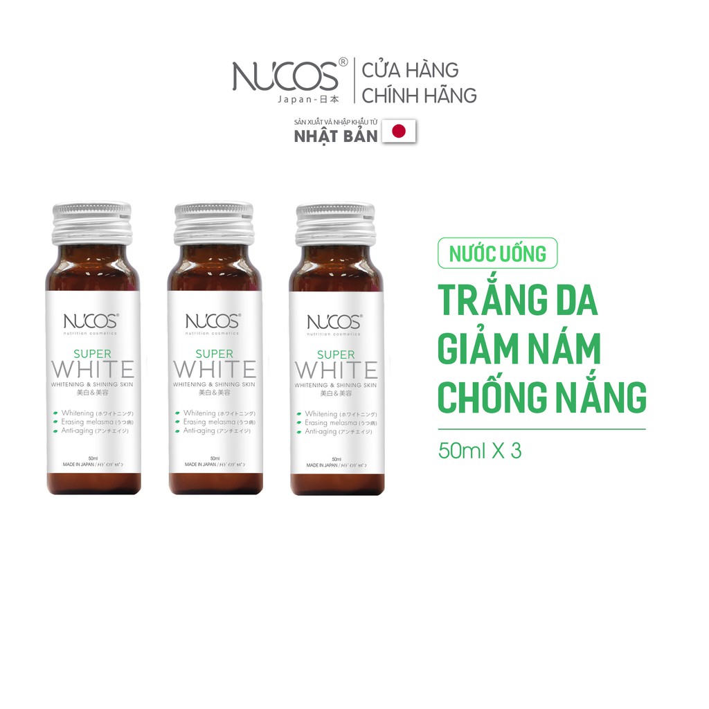 Bộ 3 chai Nước uống trắng da giảm thâm nám chống nắng Nucos Super White