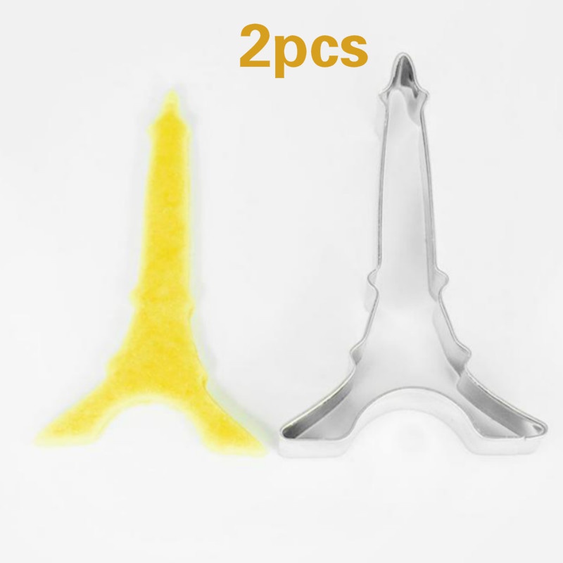 2 Khuôn Cắt Bánh Quy Hình Tháp Eiffel Bằng Thép Không Gỉ