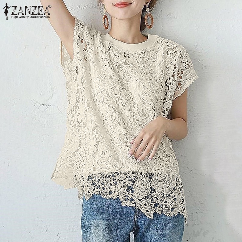 Set áo ren ZANZEA ngắn tay thời trang cho nữ