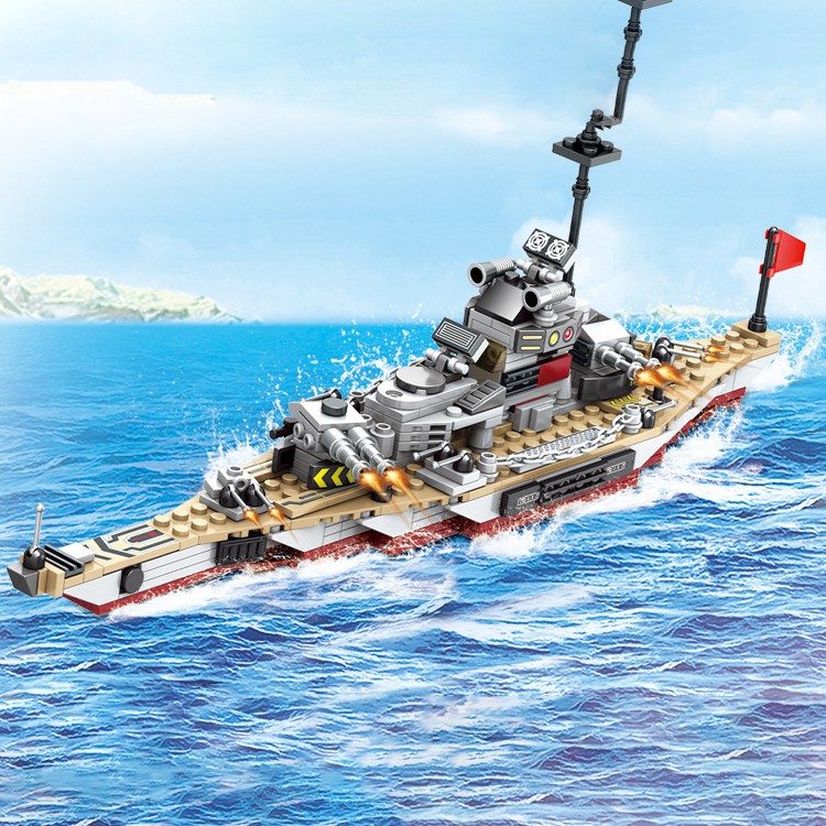 Bộ đồ chơi lego Tàu Chiến hạm hải quân gồm Thuyền Thiết Giáp Hạm, Máy Bay