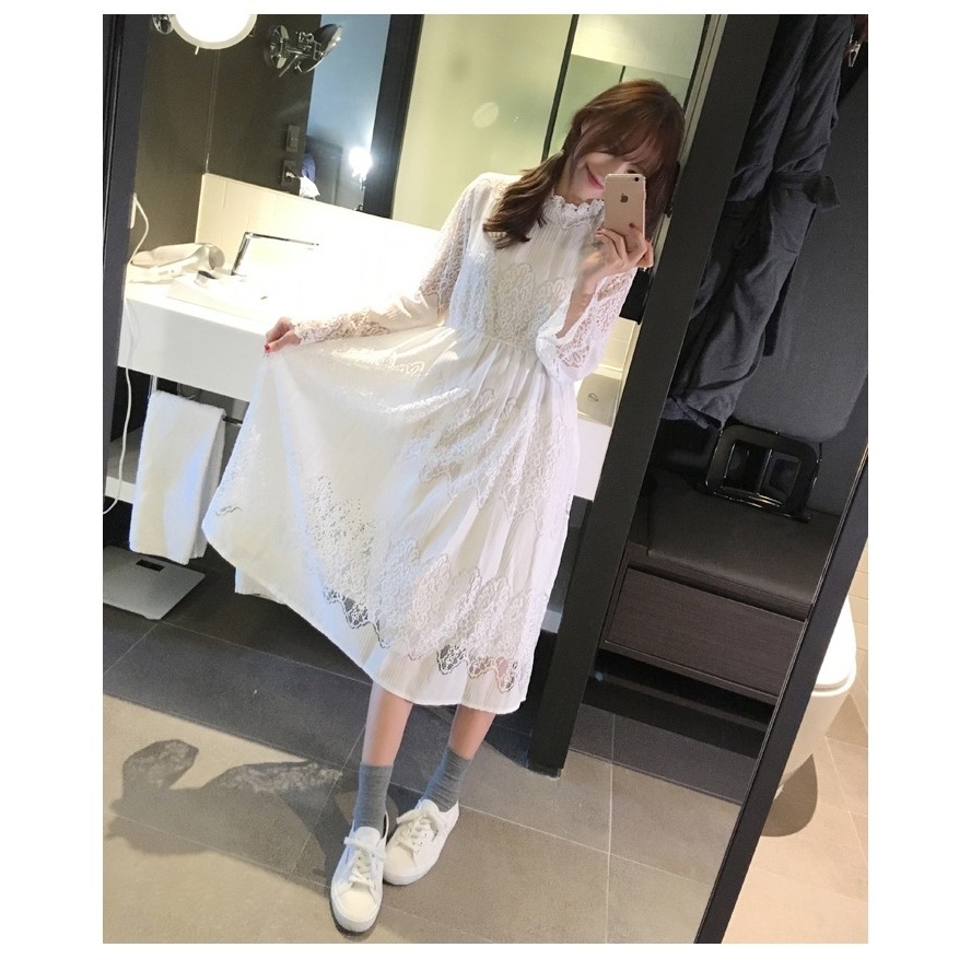 [ Có Sẵn ] Váy ren trắng ulzzang ( có clip + ảnh thật)