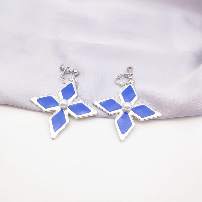 Khuyên Kẹp Tai Kim Loại Mặt Hình Thoi Game Genshin Impact