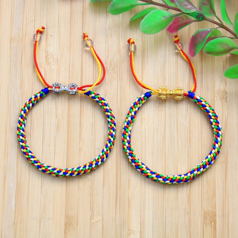 Vòng Tay EBI Chỉ Màu Ngũ Sắc Tây Tạng Bình An May Mắn Dây rút tùy chỉnh độ rộng