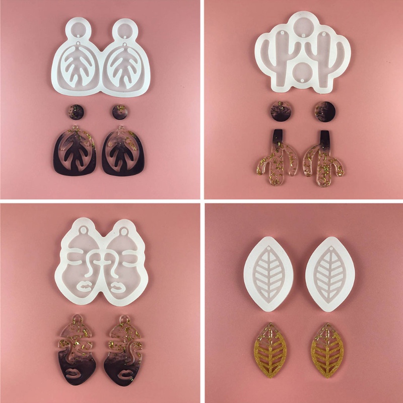 Khuôn Silicone Tạo Hình Làm Trang Sức Hình Chiếc Lá / Cây Xương Rồng / Đôi Mắt To Sáng Bóng