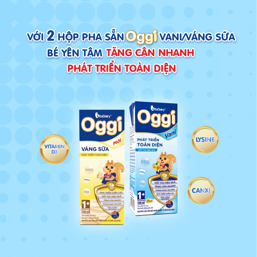 COMBO 3 LỐC 12 Hộp Sữa Bột Pha Sẵn Oggi Váng Sữa 110ml.