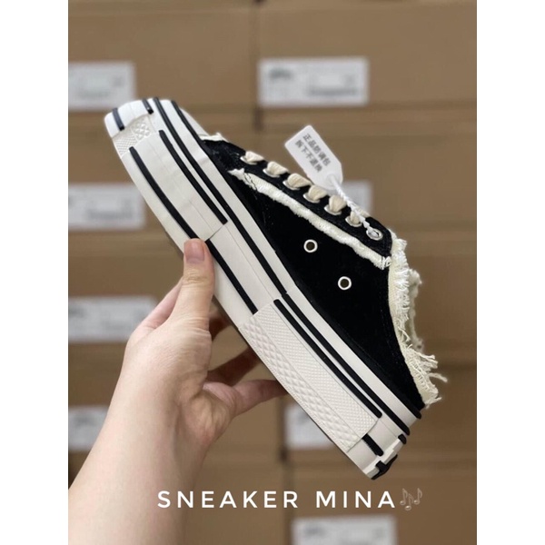 Sục xvessel 11 đế gỗ  🍇  giày đạp gót converse rách thể thao nam nữ sneaker full box