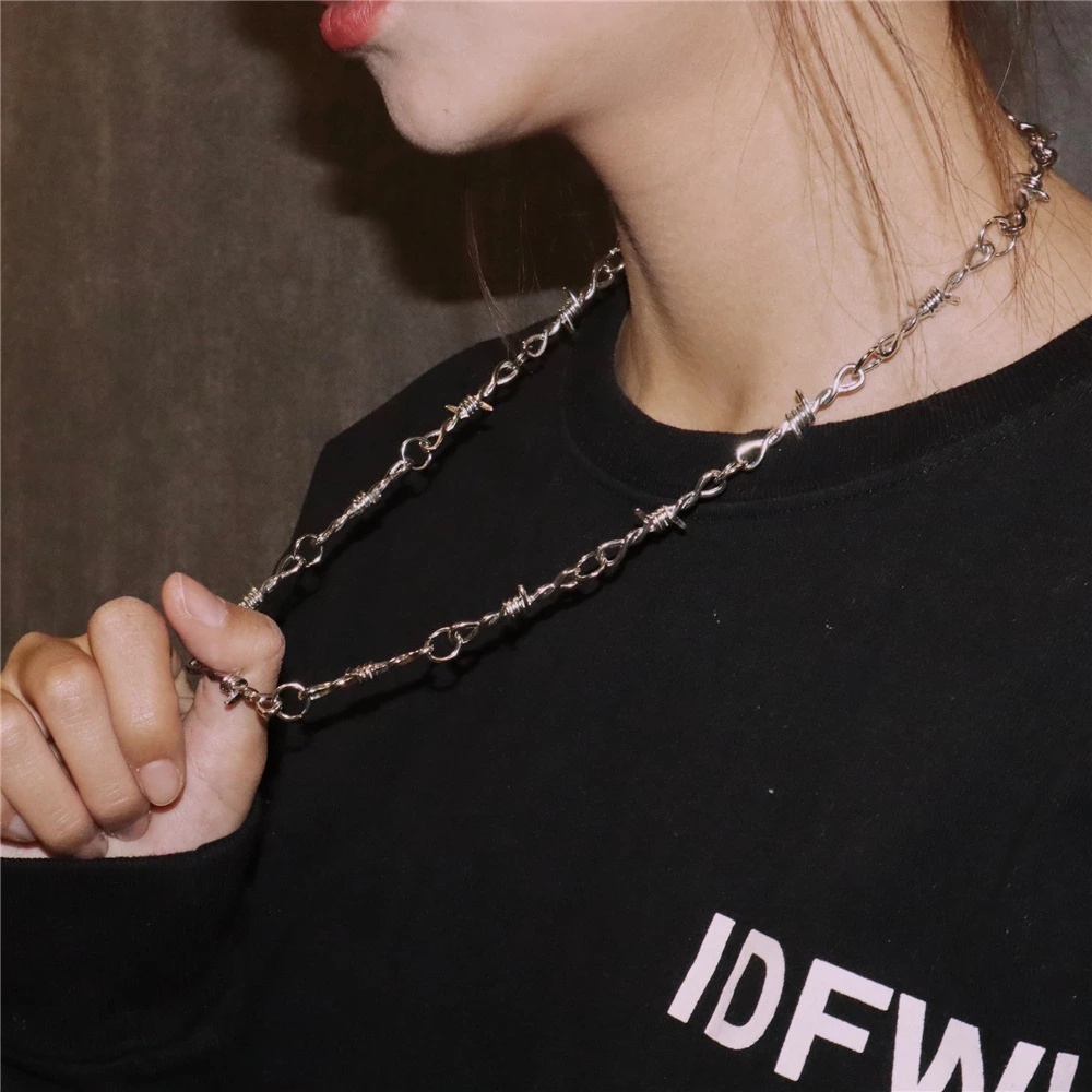 Vòng Cổ Choker Dây Gai Kim Loại Cá Tính Phong Cách Gothic Hip-hop Cho Nữ/Bé Gái