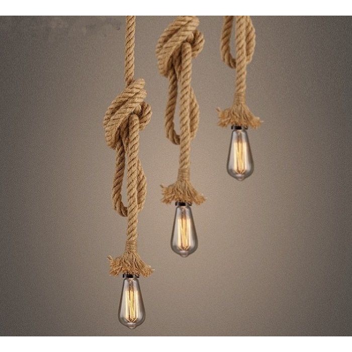 Đèn Thả Dây Thừng Trang Trí Quán Bar Nhà Hàng Kèm Bóng Led Edison, Dây Đèn Thả Bàn Ăn Phòng Khách Sáng Tạo Độc Đáo