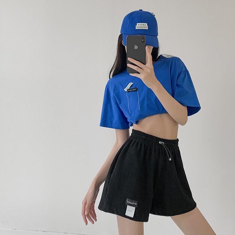 Quần Short Thể Thao Lưng Thun Ống Rộng Phong Cách Hàn Quốc Dành Cho Nữ