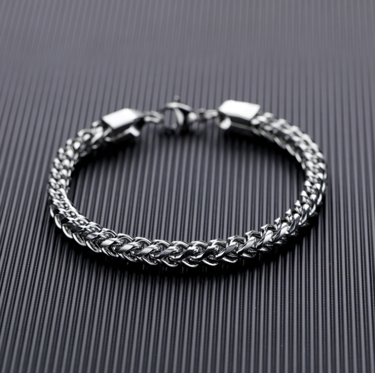 Vòng Tay Thép Không Gỉ Mặt Vuông Phong Cách Cổ Điển Cho Nam