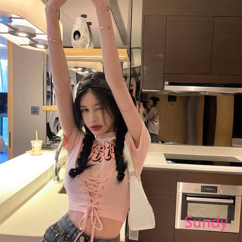 Áo Croptop Hai Dây Màu Hồng Thời Trang Mùa Hè Cho Nữ