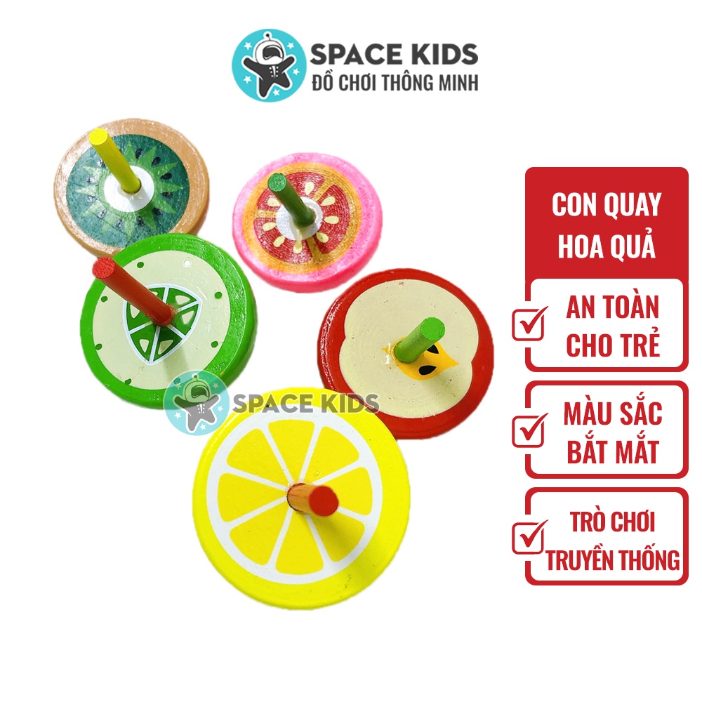 Đồ chơi trẻ em Space Kids Con quay gỗ hình hoa quả dễ thương nhiều màu sắc cho bé