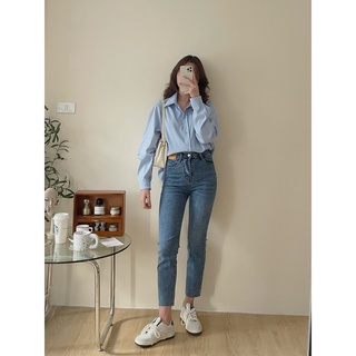 Quần jeans slimfit rách gấu Q-311, skinny jeans xanh dương nhạt