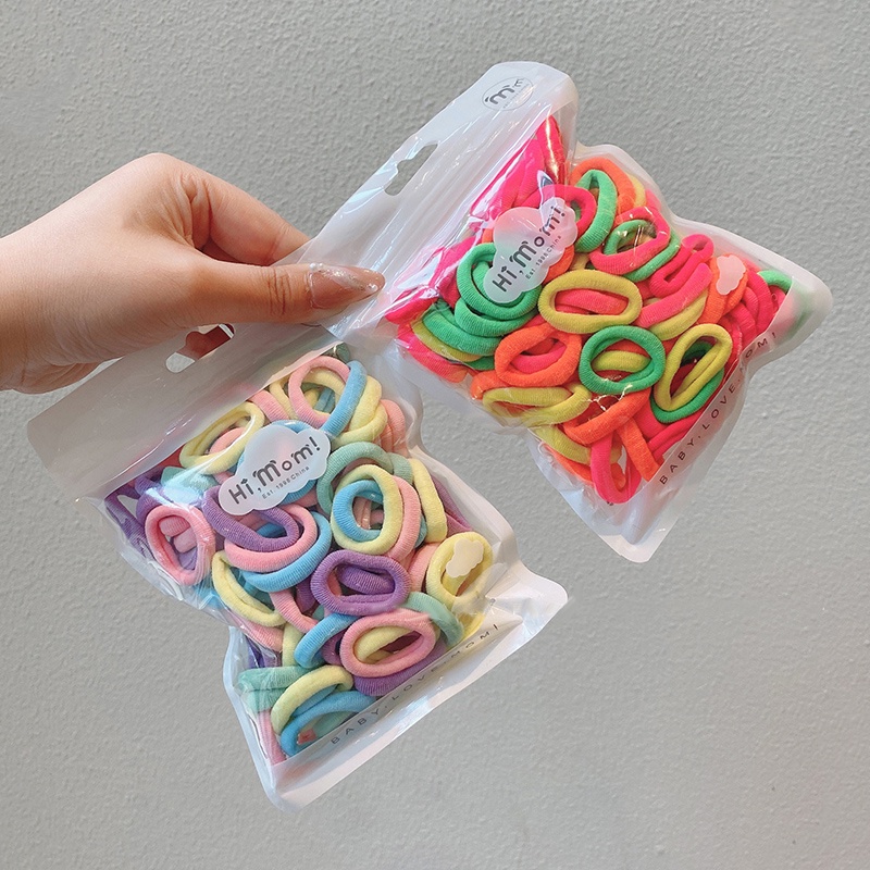 Set 100 dây buộc tóc cao su nhiều màu sắc
