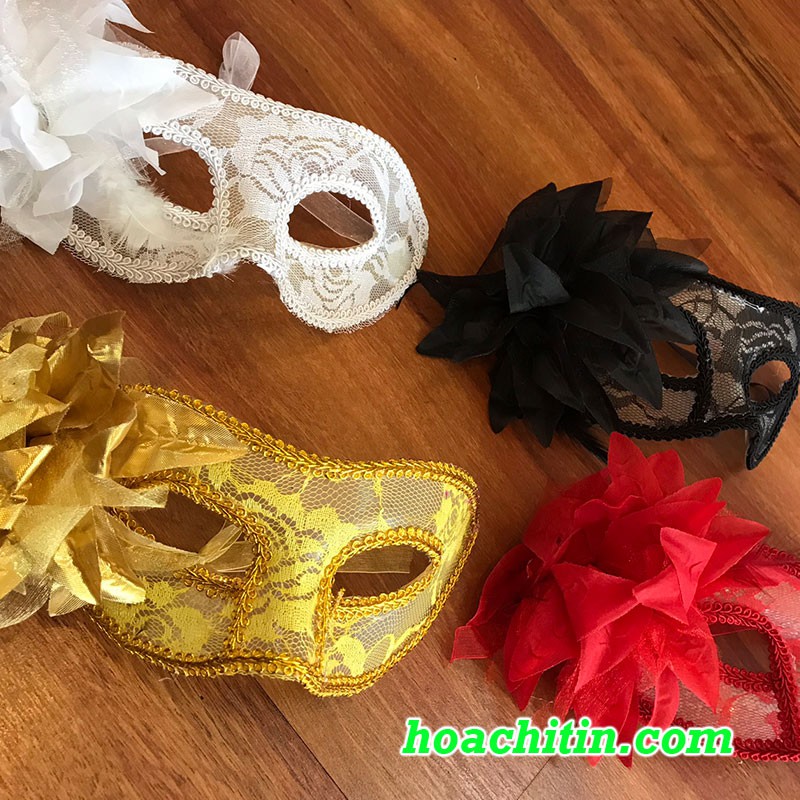 Mặt nạ nửa mặt dự tiệc hóa trang halloween lễ hội ren nhựa trong suốt