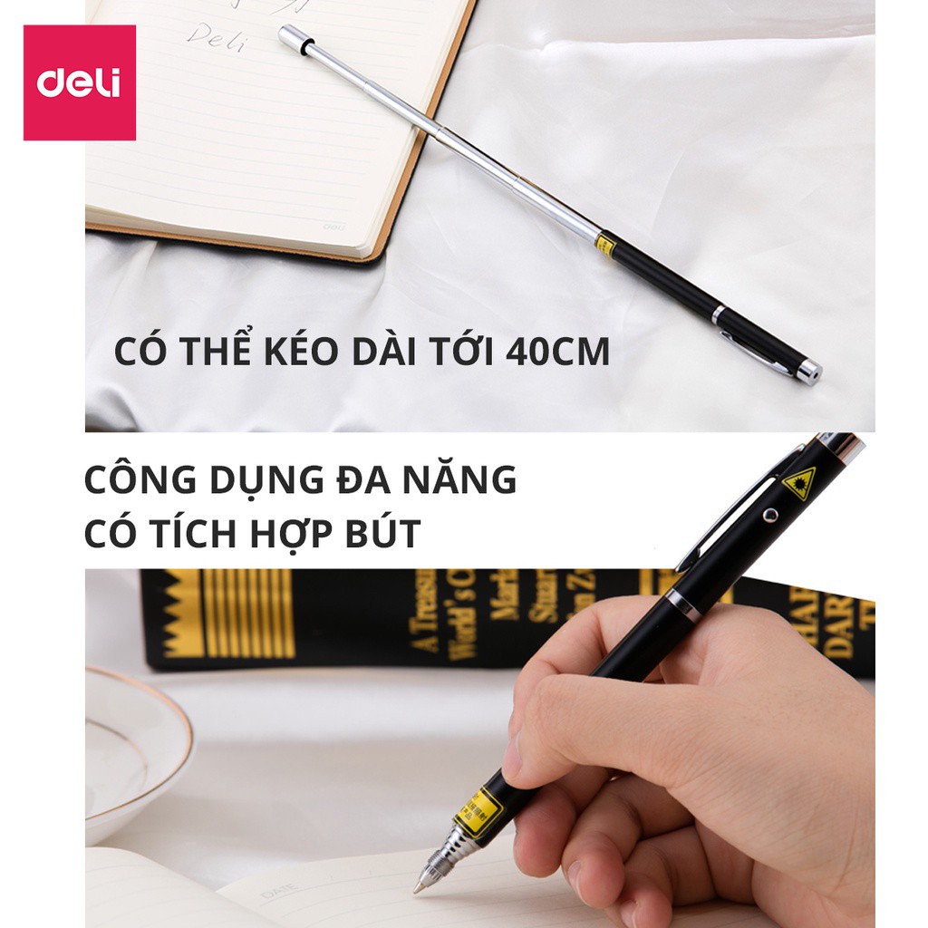 Bút Laser Deli Chỉ Bảng, Bản Đồ, Thuyết Trình Tiện Dụng, Đa Năng - Nhỏ Gọn, Có Thể Kéo Dài Dễ Dàng - 3934