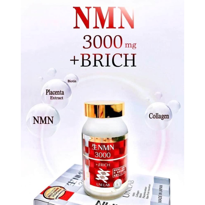 Viên Uống Trẻ Hóa NMN 3000 BRich Viên Uống Bổ Sung Collagen Chống Lão Hóa Nhật Bản Lọ 60 Viên