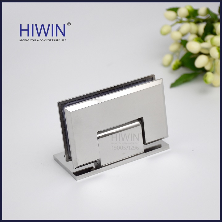 Bản lề cabin tắm 90 độ kính tường đế lệch cạnh vát chất liệu inox 304 mặt gương HIWIN HG-004