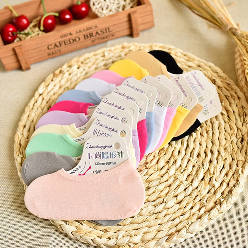 Set 5 đôi vớ thuyền ECMLN bằng silicone màu kẹo ngọt thời trang hè cho nữ