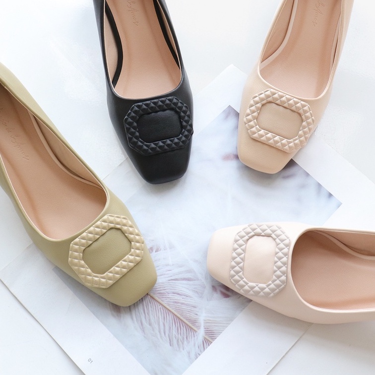 Giày cao gót nữ mũi vuông gót đế vuông cao 5p thời trang công sở hàn quốc đẹp cao cấp bAimée &amp; bAmor - MS1677