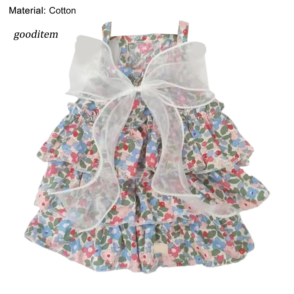 Đầm Thoáng Khí Thắt Nơ In Hoa Dành Cho Thú Cưng