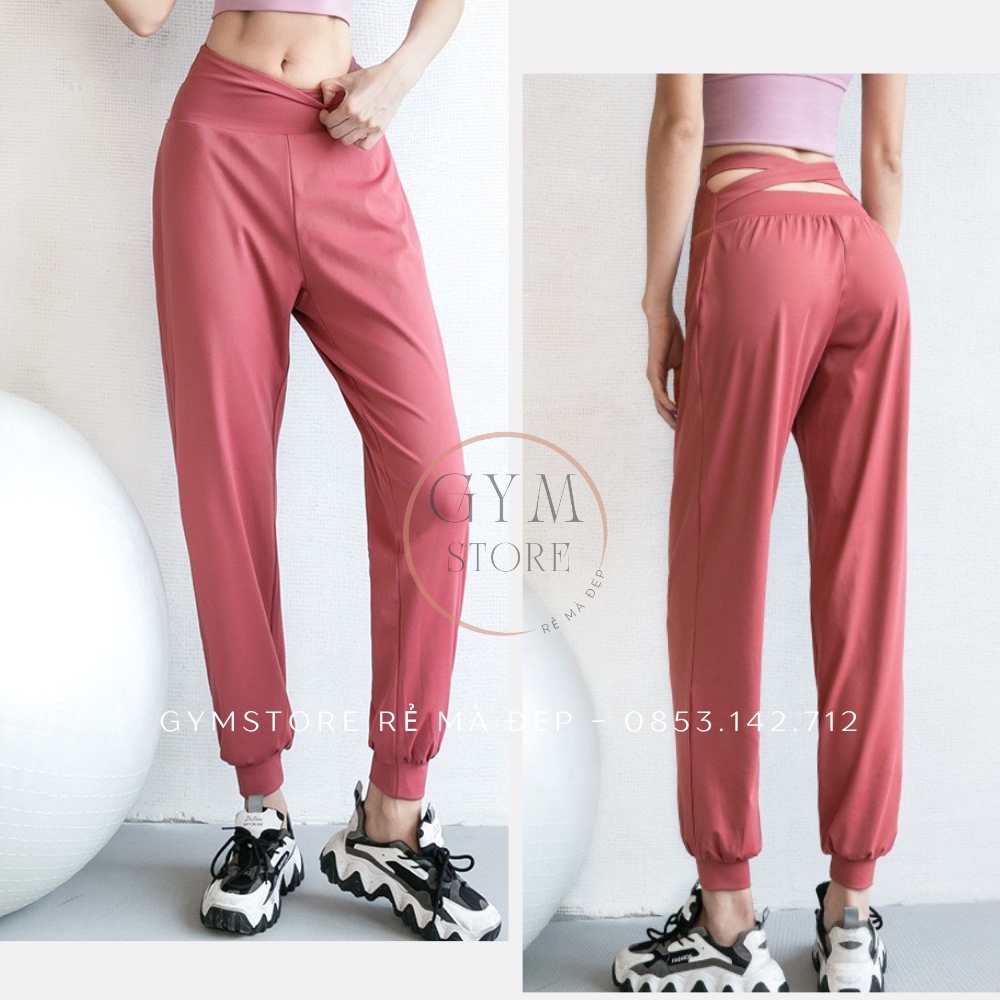 Quần Jogger Ống Rộng Thể Thao Nữ Tập Gym Yoga Thun Co Giãn Thoáng Mát GYMSTORE 091