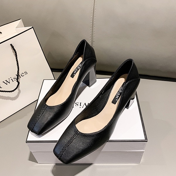 Giày Cao Gót Mũi Vuông Đế Mềm Thời Trang Hàn Quốc