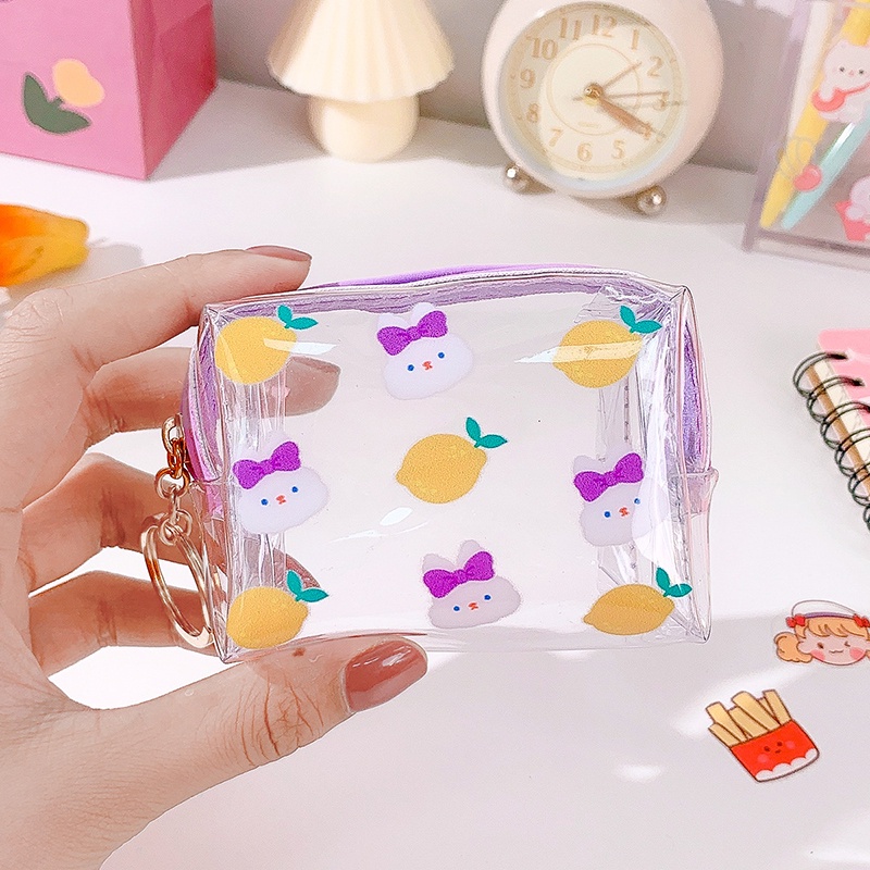 Túi Đựng Tiền Xu mini Trong Suốt Chống Thấm Nước In Họa Tiết Hoạt Hình Dễ Thương Cho Học Sinh