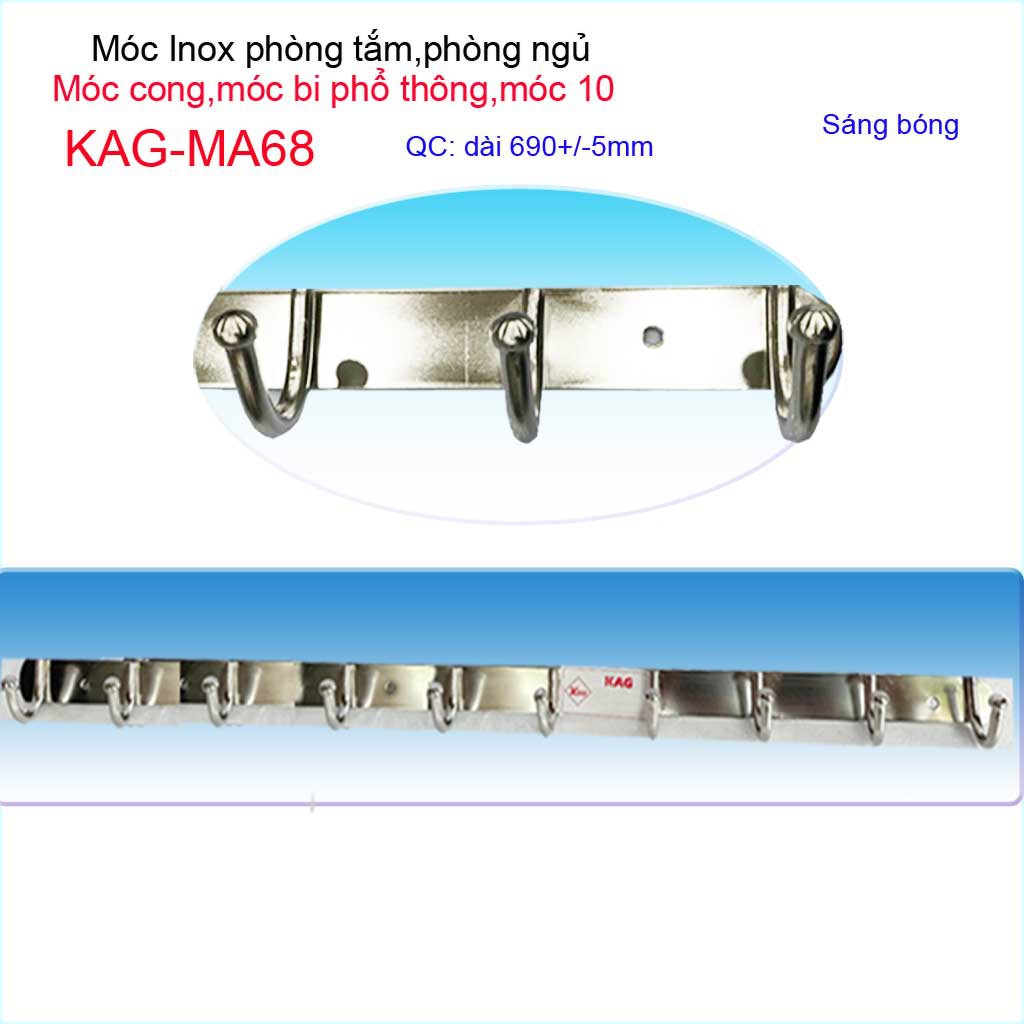 Móc treo quần áo inox, móc bi 10 chấu treo đồ nhà tắm KAG-MA68