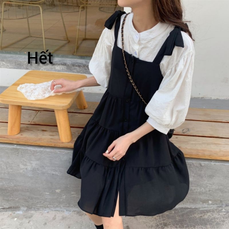 Sét yếm sơ mi trắng🍓 Yếm Babydoll Tầng Vintage Dễ Thương Oneboutique | BigBuy360 - bigbuy360.vn