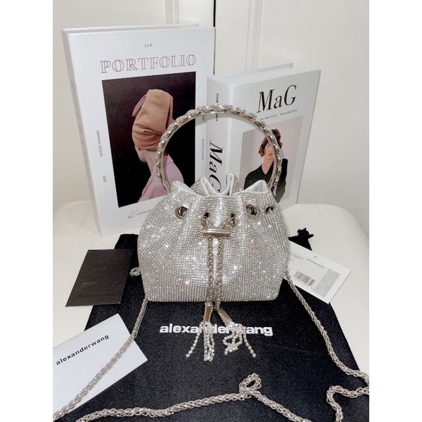 Túi xách nữ quai cầm tay gắn đá sáng lấp lánh sz15cm xinh dã manfullbox