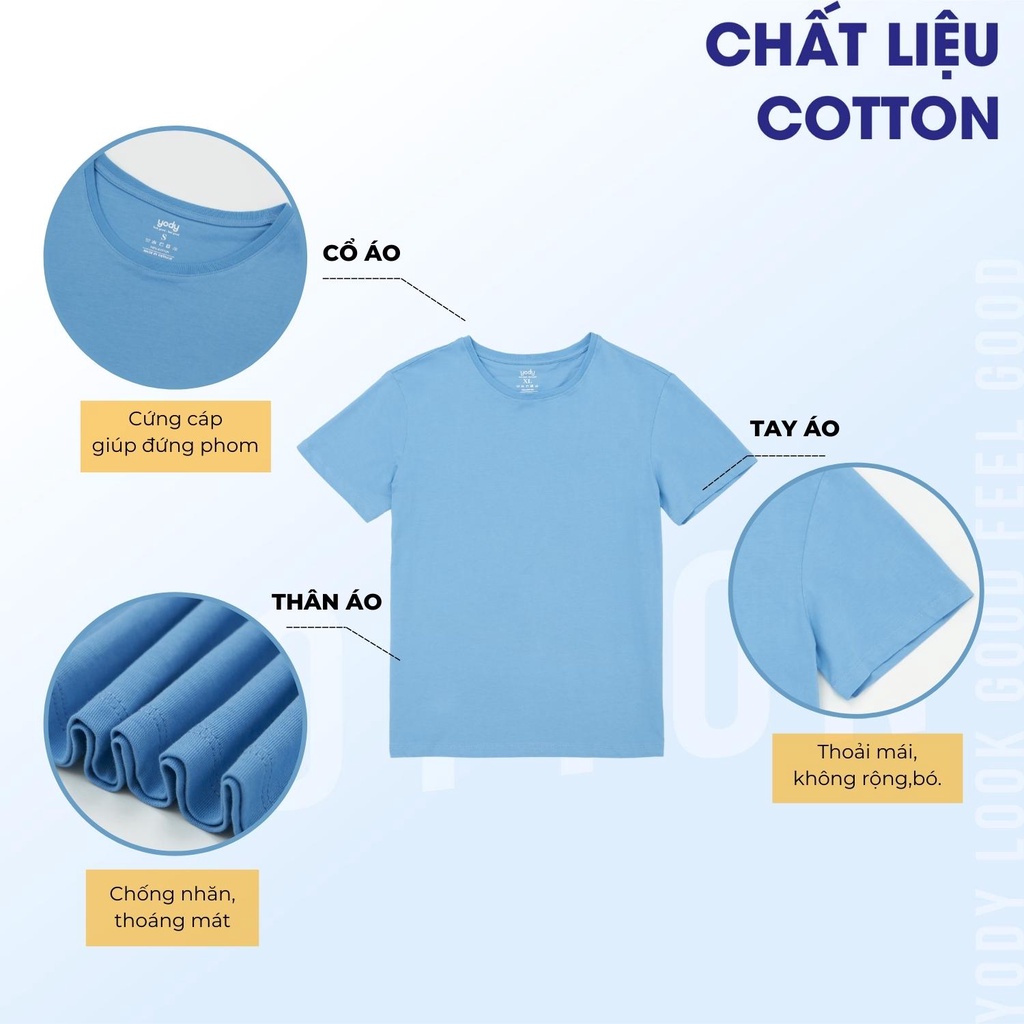 Áo phông nữ YODY cộc tay, cổ tròn chất liệu cotton mềm mại thấm hút mồ hôi TSN5346