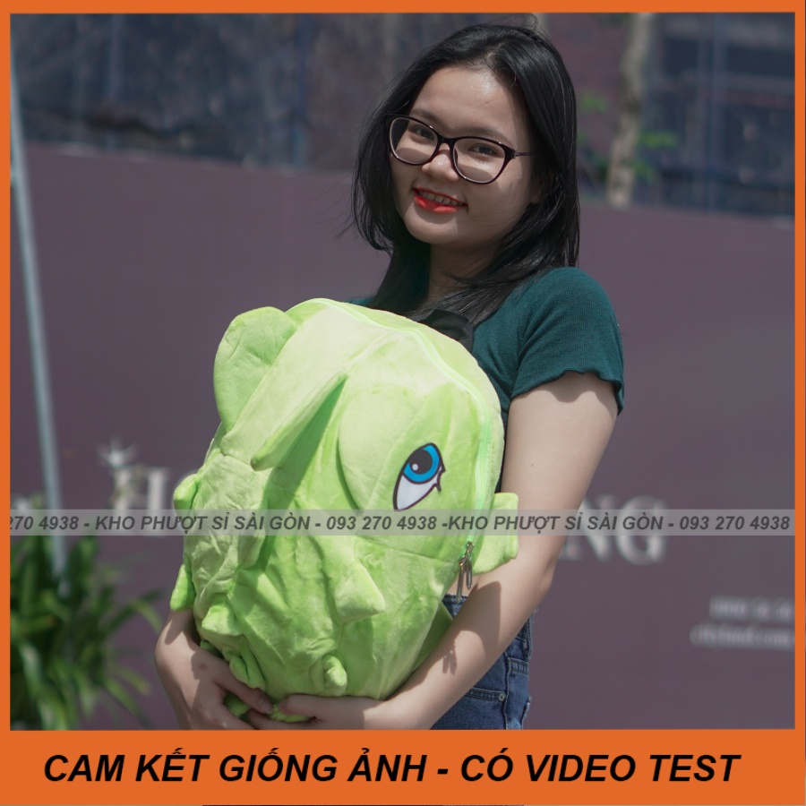 Giá kho - Balo KHỦNG LONG VẢI NHUNG màu xanh lá trend kute cho bạn nữ đi phượt cao cấp